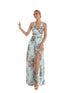 Elegant Flower Print Chiffon Dress for Women - Sexy Halter V Neck Backless Long Summer Fashion Party Dress